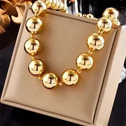 Punk Geometric 304 Stainless Steel 18K Gold Plated Beaded Gold Plated Stainless Steel Necklaces