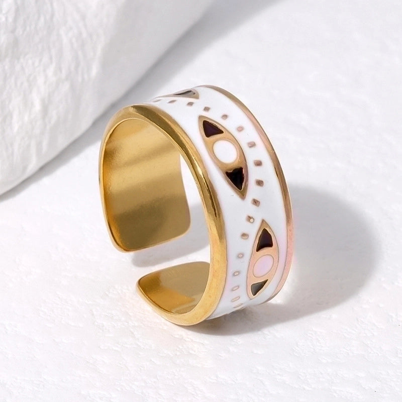 304 Stainless Steel 18K Gold Plated Elegant Retro Plating Geometric Leaf Heart Shape Open Rings