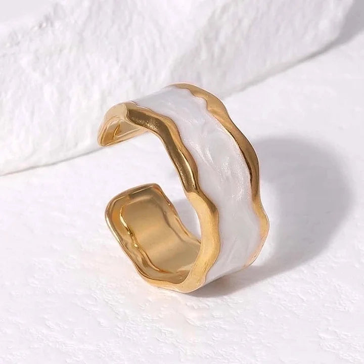 304 Stainless Steel 18K Gold Plated Elegant Retro Plating Geometric Leaf Heart Shape Open Rings