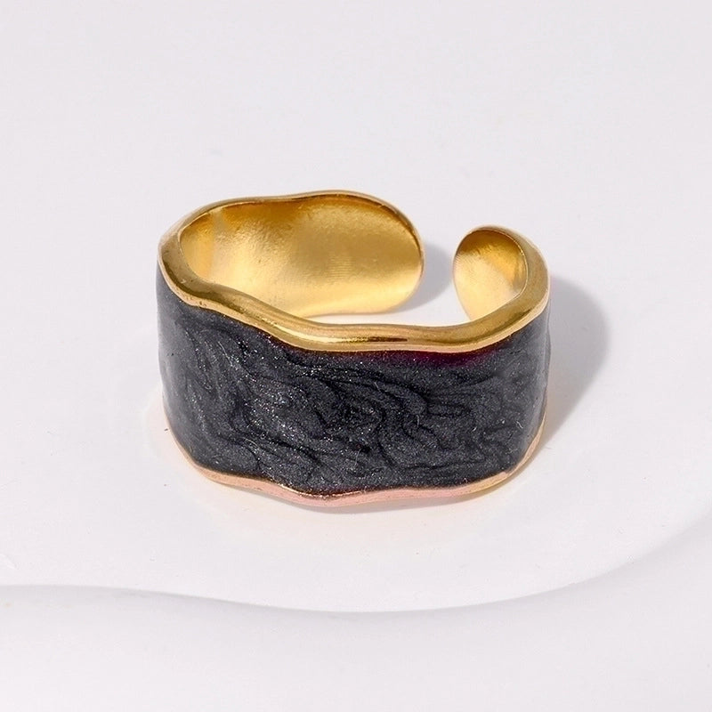 304 Stainless Steel 18K Gold Plated Elegant Retro Plating Geometric Leaf Heart Shape Open Rings