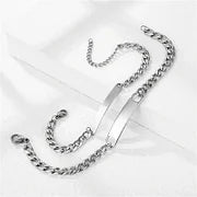 304 Stainless Steel Cuban Link Chain Curb Chain Plating Solid Color Rectangle Bracelets