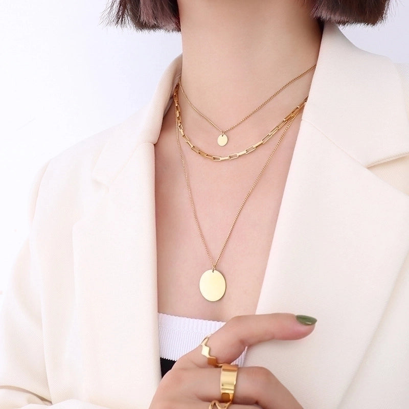 Fashion Geometric 304 Stainless Steel 18K Gold Plated Plating Necklace