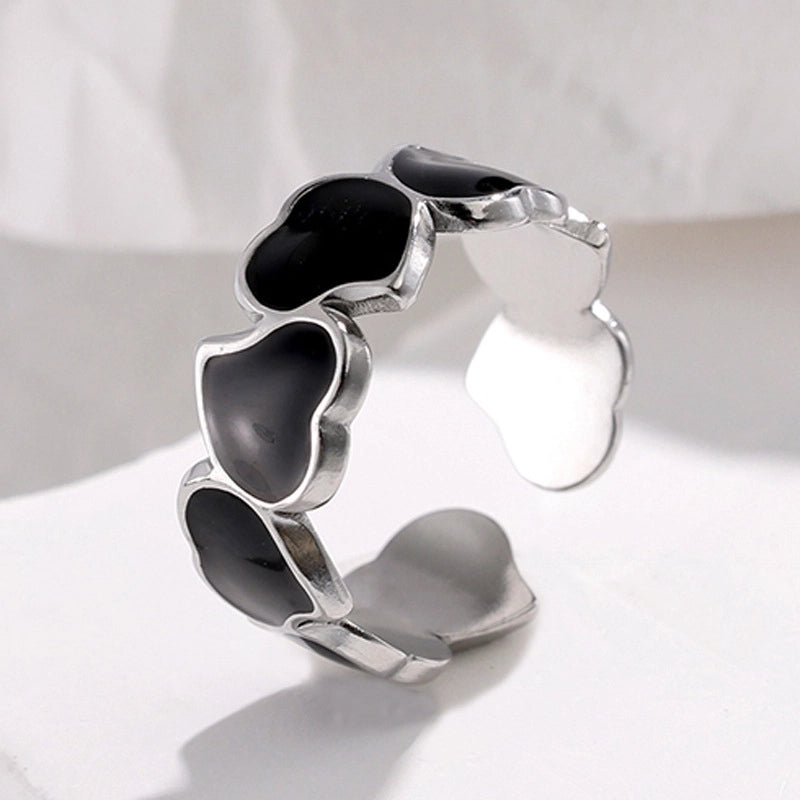 304 Stainless Steel 18K Gold Plated Elegant Retro Plating Geometric Leaf Heart Shape Open Rings