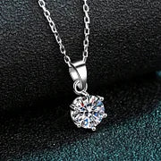 925 Sterling Silver Moissanite Zircon GRA Plating Inlay Round Pendant Necklace