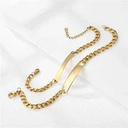 304 Stainless Steel Cuban Link Chain Curb Chain Plating Solid Color Rectangle Bracelets