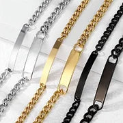 304 Stainless Steel Cuban Link Chain Curb Chain Plating Solid Color Rectangle Bracelets